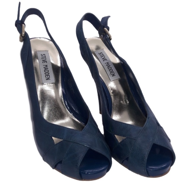 Steve Madden Blue Marlene Slingback Heels  7.5M - Picture 1 of 8